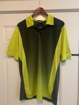 Nike Golf Tiger Woods Collection Dri Fit Golf Polo Size Large Green Yellow - £30.86 GBP