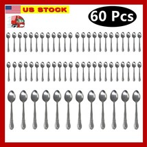 60 Pieces Stainless Steel Dinner Spoons Flatware Tableware Set Kitchen 7... - $19.79
