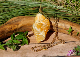 Orange Calcite Natural Stone Pendant Necklace for Energy Healing Sacral ... - £20.78 GBP