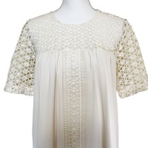 Ann Taylor NWT Lace Short Sleeve Workwear Blouse Ivory Size Medium MSRP $70 - £16.05 GBP