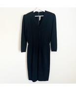 Vintage St. John Mary Gray Women’s Black Knit Sweater Dress V-neck Pleat... - $99.99