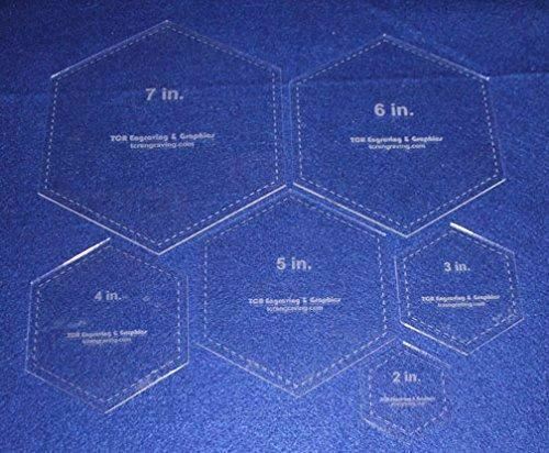 Hexagon Template Set 2, 3, 4, 5, 6, 7 Inches - Clear 1/8 Inch Thick - $32.51