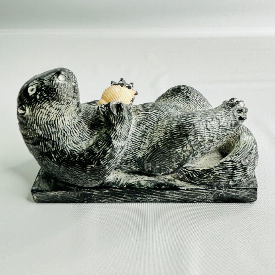 Vintage Wolf Original Sculptures Inuit-Style Canada Sea Otter w/ Shell ...