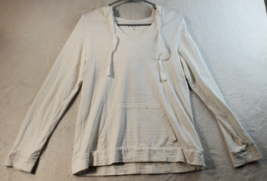 LOFT Hoodie Womens Size XS White Knit 100% Cotton Pockets Long Sleeve Drawstring - £13.89 GBP