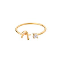 A-Z English Alphabet Initial Ring Jewelry Golden Zircon Stainless Steel ... - £19.98 GBP