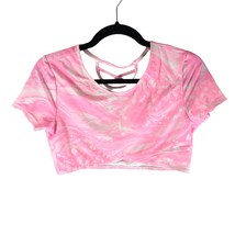Old Navy Girls Bikini Swim Top Cropped Short Sleeve Tie Dye Pink XXL - $4.99