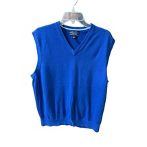 Lands End Mens Size L Blue Sweater Vest Pullover Supima COtton - £14.75 GBP
