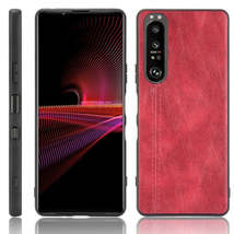 For Sony Xperia 1 III Shockproof Sewing Cow Pattern Skin PC + PU + TPU Case(Red) - $3.99