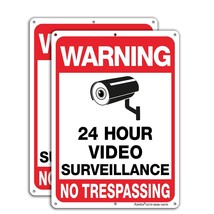 Video Surveillance Sign, No Trespassing Sign, Metal Reflective Warning Sign, 10  - £10.37 GBP