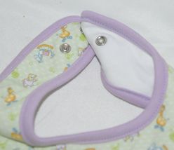 SnoPea Baby Unisex Bib Snap Closure Purple Green Animal Design image 3