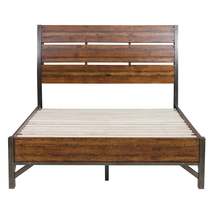 Rustic Brown and Gunmetal Finish 1pc California King Size Platform Bed Industria - £1,001.11 GBP