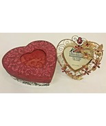 Vintage Katherine&#39;s Collection Red Heart Frame &amp; Box Gold Glitter - $16.00