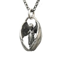 Vintage Punk Hip Hop Pendant Necklace for Men Women Retro Copper Angel Neck Chai - £13.49 GBP