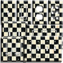 Country Rustic Black White Checkered Light Switch Outlet Wall Plate Diner Decor - £9.61 GBP+