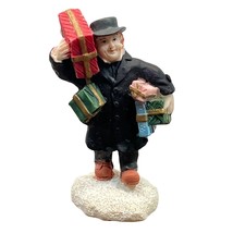 Vintage Christmas Village Figurine Dad Shopping Bringing Presents Home - $11.98