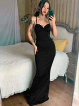 Elegant Black Mermaid Formal Black Girls Slay Satin Evening Long Prom Dresses - £138.07 GBP