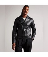 Ted Baker of London CARVE Ovine Leather Black Biker Jacket Ted 7/3XL/95 NEW NWT - $395.99