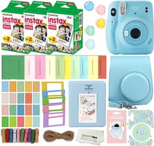 Sky Blue Fujifilm Instax Mini 11 Instant Camera Accessory Kit With, And ... - $175.93
