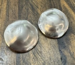 Vintage Givenchy Clip On Earrings Silver Tone Smooth Modernist Round Bump - £27.65 GBP
