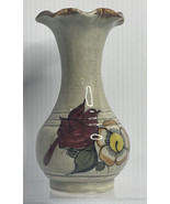 Bird Floral Hand Painted Pottery Vase Ruffled Edge - Made in Mexico 6.25” - $12.82