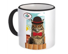 Mister Cat : Gift Mug Feline Animal Pet Gentleman Fish Bow Tie Bowler Hat Cute - £12.46 GBP