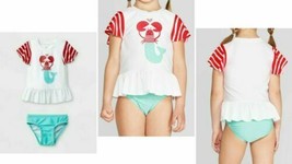 Cat &amp; Jack™ Girl Mermaid Lobster Heart Two Piece Swimsuit 12M - £4.53 GBP