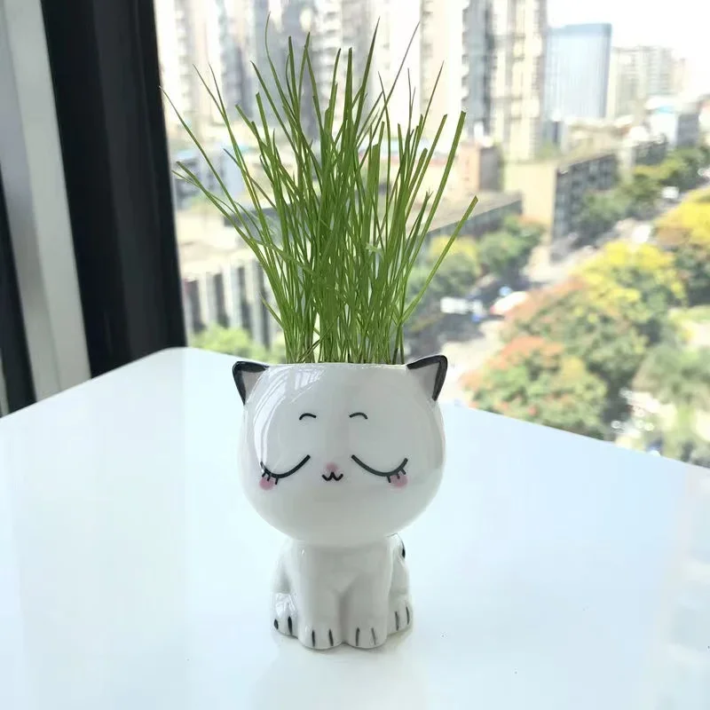 1pc Ceramic Flowerpot Mini Cat Cartoon Cute Plant Desktop Potted Plant P... - $7.40
