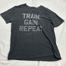 Nike Unisex T-Shirt Black Short Sleeve Printed Text Large Train Gain Repeat - $13.86