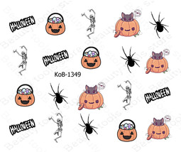 Nail Art Water Transfer Stickers Decal Halloween bat witch cat ghost KoB-1349 - £2.34 GBP