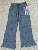 Womens Pants SO Black Gray Marled Elastic Waist Wide Leg Sweatpants-size M - $10.89