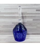 Vintage Cobalt Blue Cut to Clear Glass 7.25&quot; Bell - $39.38 CAD