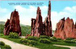 Cathedral Spires Garden of the Gods near Colorado Springs Colorado Postcard - $6.88