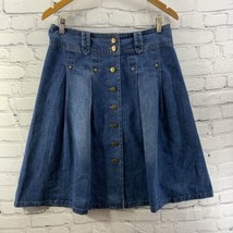 Jeans Denim Skirt Womens Blue Pleated Midi Short Faded - $17.82