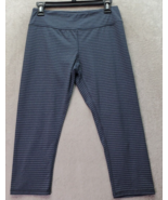 Kyodan Capri Leggings Women Medium Gray Striped Nylon Elastic Waist Stra... - $23.09