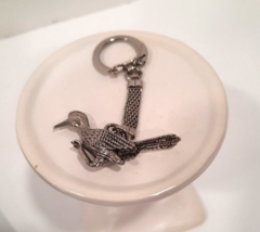 Vintage Silver Tone Realistic Road Runner Bird Keychain Marked 2&quot; wide 3.5&quot; long - £8.78 GBP