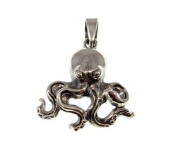 Handcrafted Solid 925 Sterling Silver Alien Head OCTOPUS With Tentacles Pendant - £21.71 GBP