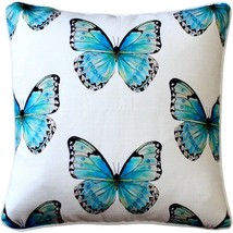 Costa Rica Robin's Egg Butterfly Large Scale Print Throw Pillow 20x20, with Poly - $64.95