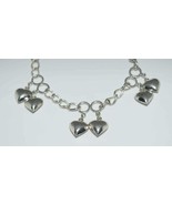 Vintage Sterling Silver Heart Charm Bracelet 7&quot; - £35.83 GBP