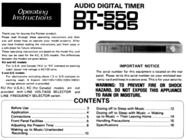 Pioneer DT-550 DT505 Operating Instructions Manual Copy on 4G USB Stick - $18.75