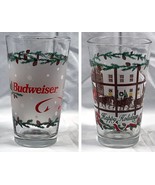 Budweiser Happy Holidays Beer Pint Glass Frosted Clydesdales - £17.79 GBP
