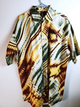 Willie Esco Shirt Mens XL Button Up Multi Tie Dye Short Sleeve 100% Cotton Logo - £24.06 GBP