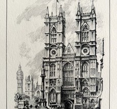 Westminster Abbey And Big Ben 1901 Victorian London Print Art UK DWFF10 - £39.19 GBP