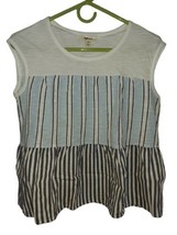 Style &amp; Co Womens Petite Striped Flare Blouse White Stripe Flare Small - £29.25 GBP