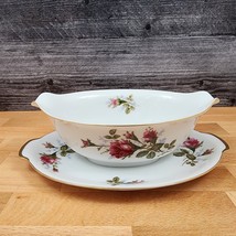 Moss Rose One Piece Gravy/Sauce Boat Pink Flowers Gold Trim by Sango Japan - £18.75 GBP
