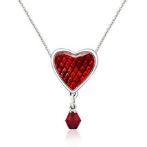 Crystals From Swarovski Red Heart Necklace In Sterling Silver Overlay 18 Inch  - £43.19 GBP