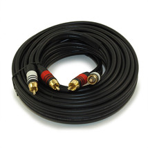 25Ft 2 Wire Rca Premium Component Audio Cables 24K Gold Plated Black - £32.12 GBP