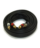 25Ft 2 Wire Rca Premium Component Audio Cables 24K Gold Plated Black - £31.49 GBP