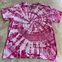 NEW Gildan Women’s Pink White Spiral Tie Dye Short Sleeve Shirt Large - £13.67 GBP