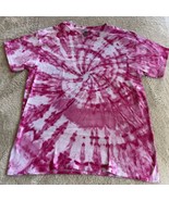 NEW Gildan Women’s Pink White Spiral Tie Dye Short Sleeve Shirt Large - $23.50 CAD