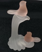 Crowning Touch Pink Birds on Branch Frosted Satin Art Glass Figurine - £15.66 GBP